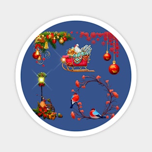 Merry Christmas Birds & Decorations Magnet